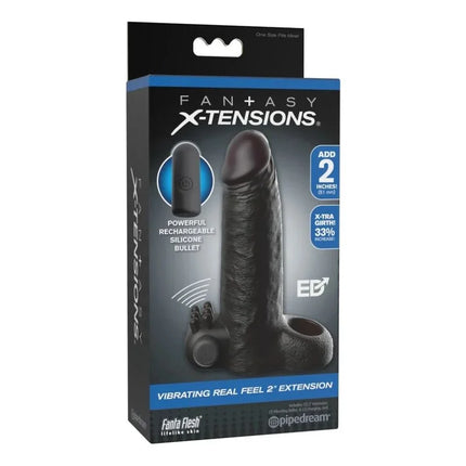 Schwarze fantasy x-tensions silikon penisverlängerungshülle mit integrierter ballschlaufe und strukturierter oberfläche
