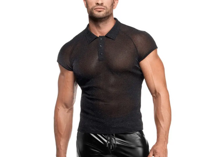 Feinnetz Polo-Shirt H082 von Noir Handmade Kink Royal Collection - Herren-Shirt