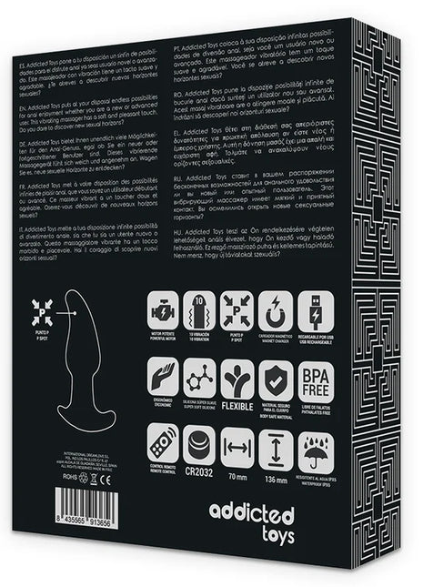Schwarz weiße minimalistische verpackung mit labyrinthmuster für addicted toys vibrating anal p-spot fernbedienungsstecker