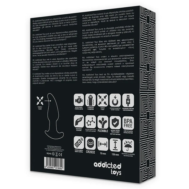 Schwarz weiße minimalistische verpackung mit labyrinthmuster für addicted toys vibrating anal p-spot fernbedienungsstecker