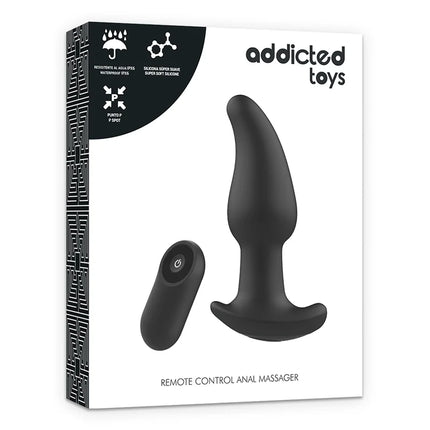 Schwarzer superweicher silikon analmassager mit fernbedienungsstecker und passendem controller für p-spot stimulation