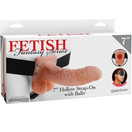 FETISH FANTASY SERIES - 7 HOHL STRAP-ON MIT BLLEN 17,8 CM FLEISCH - Penishülle mit Verlängerung
