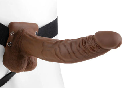 FETISH FANTASY SERIES - 9 HOHL STRAP-ON MIT BLLEN 22,9 CM BRAUN