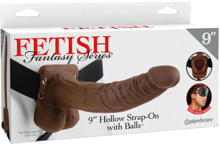 FETISH FANTASY SERIES - 9 HOHL STRAP-ON MIT BLLEN 22,9 CM BRAUN