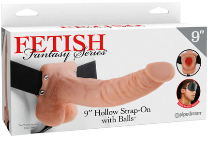 FETISH FANTASY SERIES - 9 HOHL STRAP-ON MIT BLLEN 22,9 CM FLEISCH