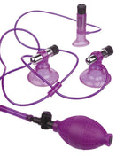 Purple silikon saugkopf set mit metallspitzen und strukturiertem pumpenbalg aus der fetish fantasy series dreifach-saugvibrator