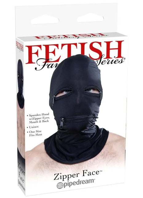 FETISH FANTASY SERIES - KAPUZE MIT REISSVERSCHLÜSSEN SCHWARZ