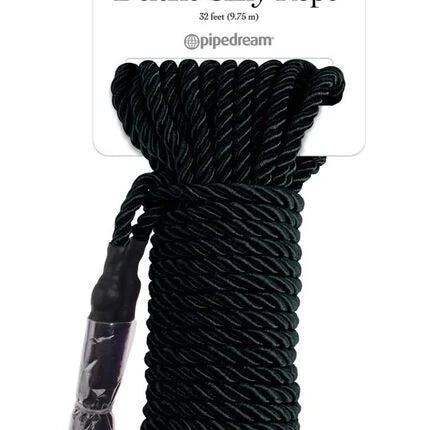 Schwarzes deluxe seidenseil 9,75 m mit geflochtener textur und dekorativer quaste aus der fetish fantasy series von pipedream