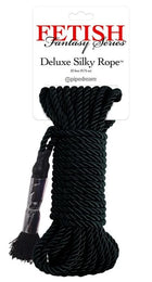 Schwarzes deluxe seidenseil 9,75 m mit geflochtener textur und dekorativer quaste aus der fetish fantasy series von pipedream