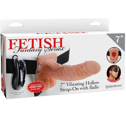 FETISH FANTASY SERIES - VERSTELLBARES GURT MIT FERNBEDIENUNG REALISTISCHER PENIS MIT HODEN 17,8 CM - Penishülle