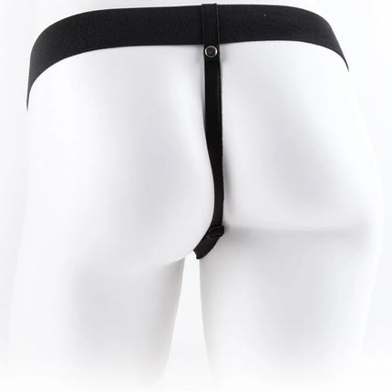 FETISH FANTASY SERIES - VERSTELLBARES GURT MIT FERNBEDIENUNG REALISTISCHER PENIS MIT HODEN 17,8 CM - Penishülle