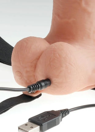 FETISH FANTASY SERIES - VERSTELLBARES GURT REALISTISCHER PENIS MIT WIEDERAUFLADBAREN BLLEN UND VIBRATOR 23 CM