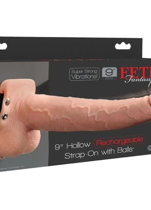 FETISH FANTASY SERIES - VERSTELLBARES GURT REALISTISCHER PENIS MIT WIEDERAUFLADBAREN BLLEN UND VIBRATOR 23 CM