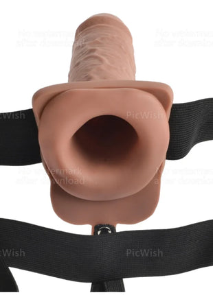 FETISH FANTASY SERIES - VERSTELLBARES GURT REALISTISCHER PENIS MIT WIEDERAUFLADBAREN BLLEN UND VIBRATOR 17,8 CM