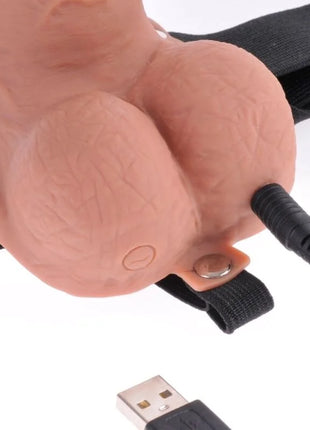 FETISH FANTASY SERIES - VERSTELLBARES GURT REALISTISCHER PENIS MIT WIEDERAUFLADBAREN BLLEN UND VIBRATOR 17,8 CM