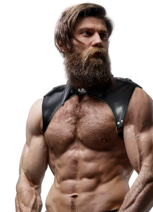 FETISH SUBMISSIVE ATTITUDE - BRIGADE-VERSTELLBARES HALSGESCHIRR FÜR MNNER AUS ÖKO-LEDER - Harness