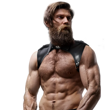 FETISH SUBMISSIVE ATTITUDE - BRIGADE-VERSTELLBARES HALSGESCHIRR FÜR MNNER AUS ÖKO-LEDER - Harness