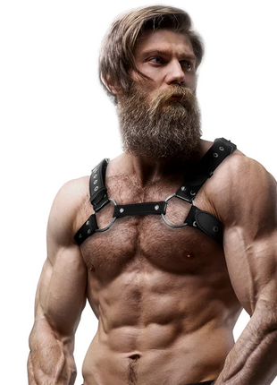 FETISH SUBMISSIVE ATTITUDE - BRUSTGESCHIRR AUS ÖKO-LEDER FÜR HERREN MIT NIETEN - Harness