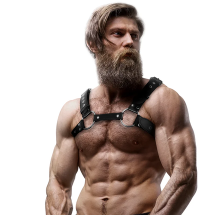 FETISH SUBMISSIVE ATTITUDE - BRUSTGESCHIRR AUS ÖKO-LEDER FÜR HERREN MIT NIETEN - Harness