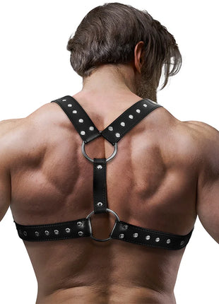 FETISH SUBMISSIVE ATTITUDE - BRUSTGESCHIRR AUS ÖKO-LEDER FÜR HERREN MIT NIETEN - Harness