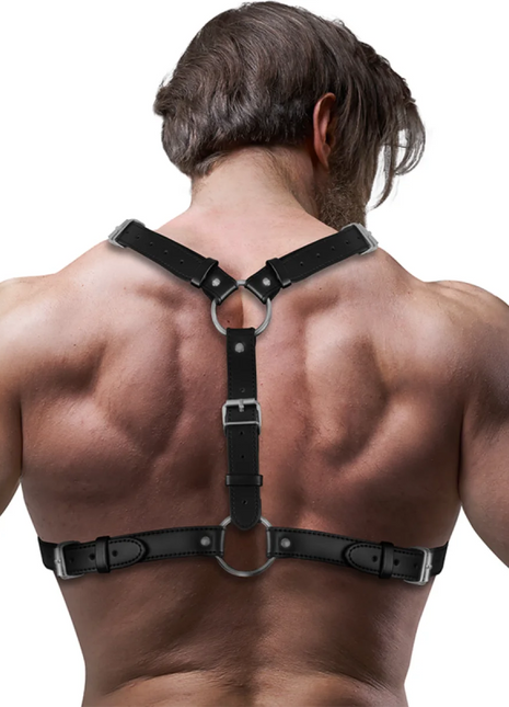 FETISH SUBMISSIVE ATTITUDE - BRUSTGURT MIT DOPPELVERSCHLUSS UND STIEFEL AUS ECO-LEDER MNNER - Harness