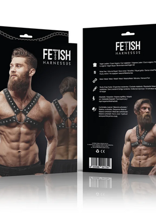 FETISH SUBMISSIVE ATTITUDE - CROSSOVER-BRUSTGESCHIRR AUS ÖKO-LEDER FÜR HERREN MIT NIETEN - Harness