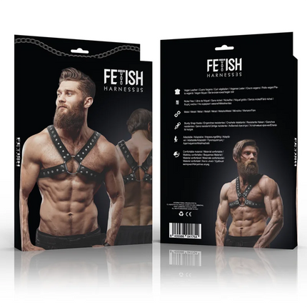 FETISH SUBMISSIVE ATTITUDE - CROSSOVER-BRUSTGESCHIRR AUS ÖKO-LEDER FÜR HERREN MIT NIETEN - Harness