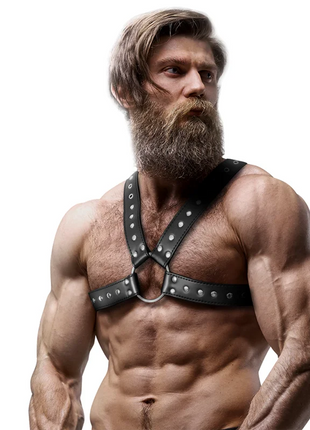 FETISH SUBMISSIVE ATTITUDE - CROSSOVER-BRUSTGESCHIRR AUS ÖKO-LEDER FÜR HERREN MIT NIETEN - Harness