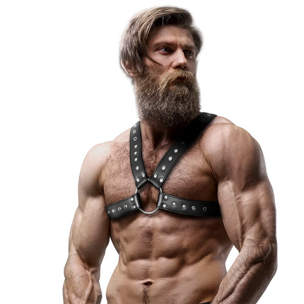 FETISH SUBMISSIVE ATTITUDE - CROSSOVER-BRUSTGESCHIRR AUS ÖKO-LEDER FÜR HERREN MIT NIETEN - Harness