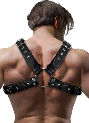 FETISH SUBMISSIVE ATTITUDE - CROSSOVER-BRUSTGESCHIRR AUS ÖKO-LEDER FÜR HERREN MIT NIETEN - Harness