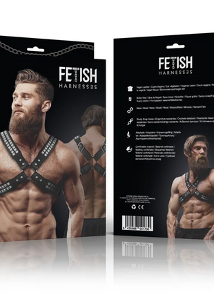 FETISH SUBMISSIVE ATTITUDE - GEKREUZTER BRUSTGESCHIRR FÜR MNNER AUS ÖKO-LEDER MIT NIETEN - Harness
