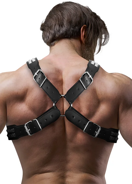 FETISH SUBMISSIVE ATTITUDE - GEKREUZTER BRUSTGESCHIRR FÜR MNNER AUS ÖKO-LEDER MIT NIETEN - Harness