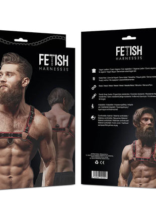 FETISH SUBMISSIVE ATTITUDE - BRUSTGESCHIRR AUS ECO-LEDER FÜR HERREN SCHWARZ/ROT - Harness