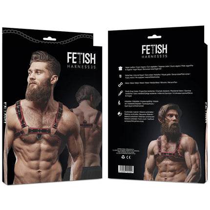FETISH SUBMISSIVE ATTITUDE - BRUSTGESCHIRR AUS ECO-LEDER FÜR HERREN SCHWARZ/ROT - Harness