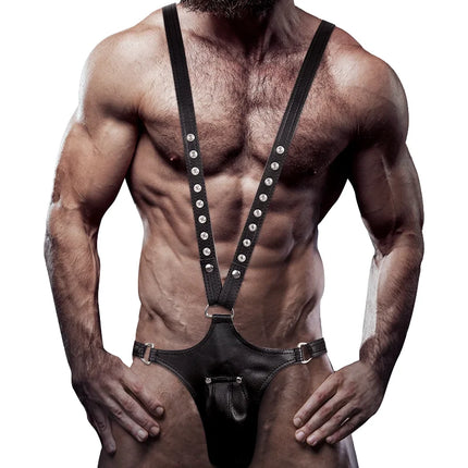 FETISH SUBMISSIVE ATTITUDE - V-FÖRMIGER GESCHIRR AUS ÖKO-LEDER FÜR HERREN - Harness