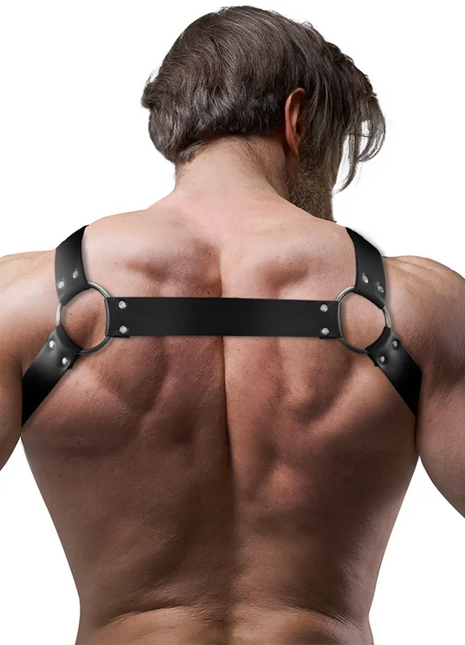 FETISH SUBMISSIVE ATTITUDE - VERSTELLBARER NEOPREN-CROSS-OVER-BRUSTBULLDOGGENGESCHIRR MIT REISSVERSCHLÜSSEN FÜR MNNER