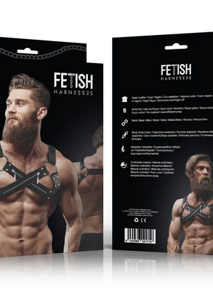 FETISH SUBMISSIVE ATTITUDE - VERSTELLBARER NEOPREN-CROSS-OVER-BRUSTBULLDOGGENGESCHIRR MIT REISSVERSCHLÜSSEN FÜR MNNER