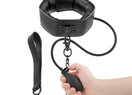 FETISH SUBMISSIVE BONDAGE - AUFBLASBARES WÜRGEHALSBAND MIT KETTE