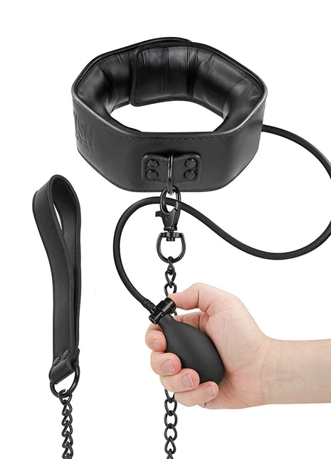 FETISH SUBMISSIVE BONDAGE - AUFBLASBARES WÜRGEHALSBAND MIT KETTE