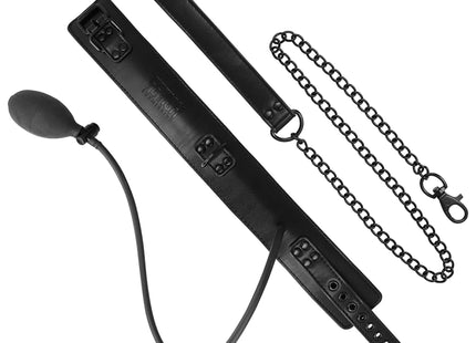 FETISH SUBMISSIVE BONDAGE - AUFBLASBARES WÜRGEHALSBAND MIT KETTE