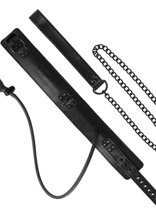FETISH SUBMISSIVE BONDAGE - AUFBLASBARES WÜRGEHALSBAND MIT KETTE