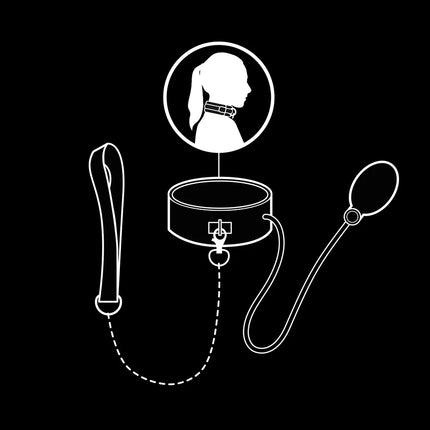 FETISH SUBMISSIVE BONDAGE - AUFBLASBARES WÜRGEHALSBAND MIT KETTE