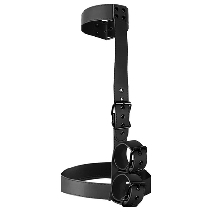 FETISH SUBMISSIVE BONDAGE - KRAGEN UND HANDGELENKMANSCHETTEN-KÖRPERFESTLEGE-SET - Befestigungsgurte