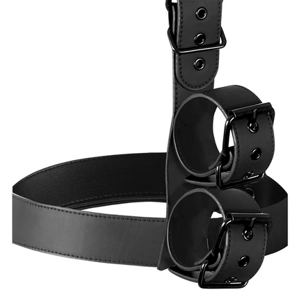 FETISH SUBMISSIVE BONDAGE - KRAGEN UND HANDGELENKMANSCHETTEN-KÖRPERFESTLEGE-SET - Befestigungsgurte