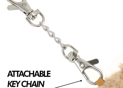 Silberner metall-schlüsselanhänger mit robustem karabiner und ineinandergreifenden gliedern für fetish submissive bongo teddybär bdsm modell 4