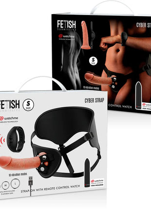 FETISH SUBMISSIVE CYBER STRAP - GURT MIT DILDO- UND BULLET-FERNBEDIENUNGS-UHRENTECHNOLOGIE - Vibrationsgurte