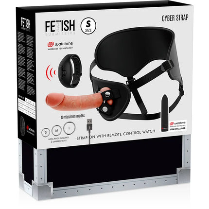 FETISH SUBMISSIVE CYBER STRAP - GURT MIT DILDO- UND BULLET-FERNBEDIENUNGS-UHRENTECHNOLOGIE - Vibrationsgurte