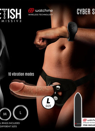 FETISH SUBMISSIVE CYBER STRAP - HARNESS MIT DILDO- UND BULLET-FERNBEDIENUNGS-WATCHME-L-TECHNOLOGIE - Vibrationsgurte
