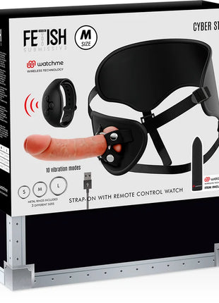FETISH SUBMISSIVE CYBER STRAP - HARNESS MIT DILDO- UND BULLET-FERNBEDIENUNGS-WATCHME-M-TECHNOLOGIE - Vibrationsgurte