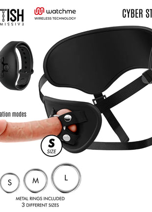 FETISH SUBMISSIVE CYBER STRAP - HARNESS MIT FERNBEDIENUNGS-DILDO-UHREN-TECHNOLOGIE - Vibrationsgurte
